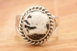 Genuine White Buffalo Turquoise Sterling Silver Navajo Ring